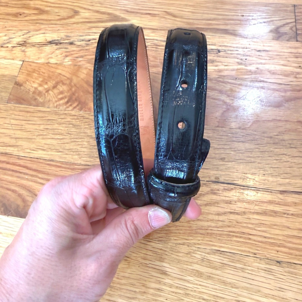 Martin Dingman Genuine American Alligator Belt Black Leather Mens 38/32 USA